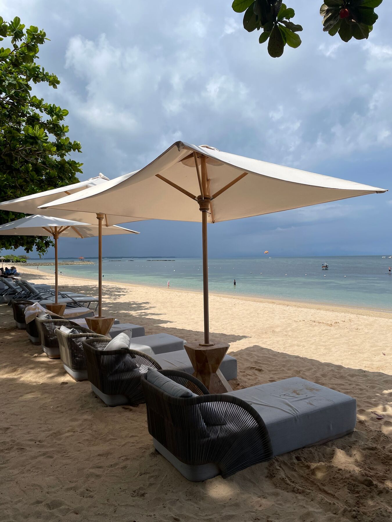 Loungers and umbrellas on a Bali beach