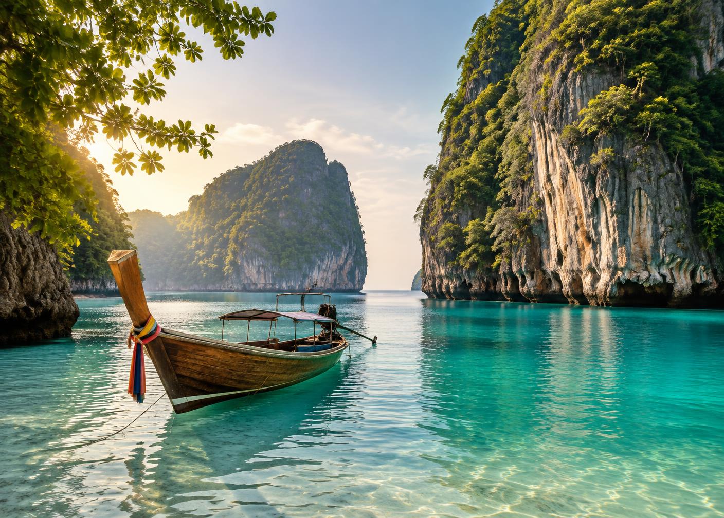 A quiet tropical beach at sunset