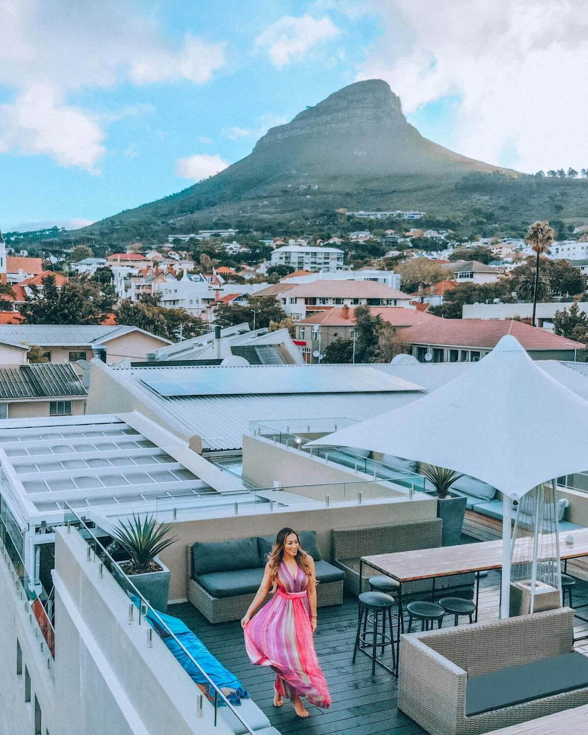 Isabella standing on rooftop