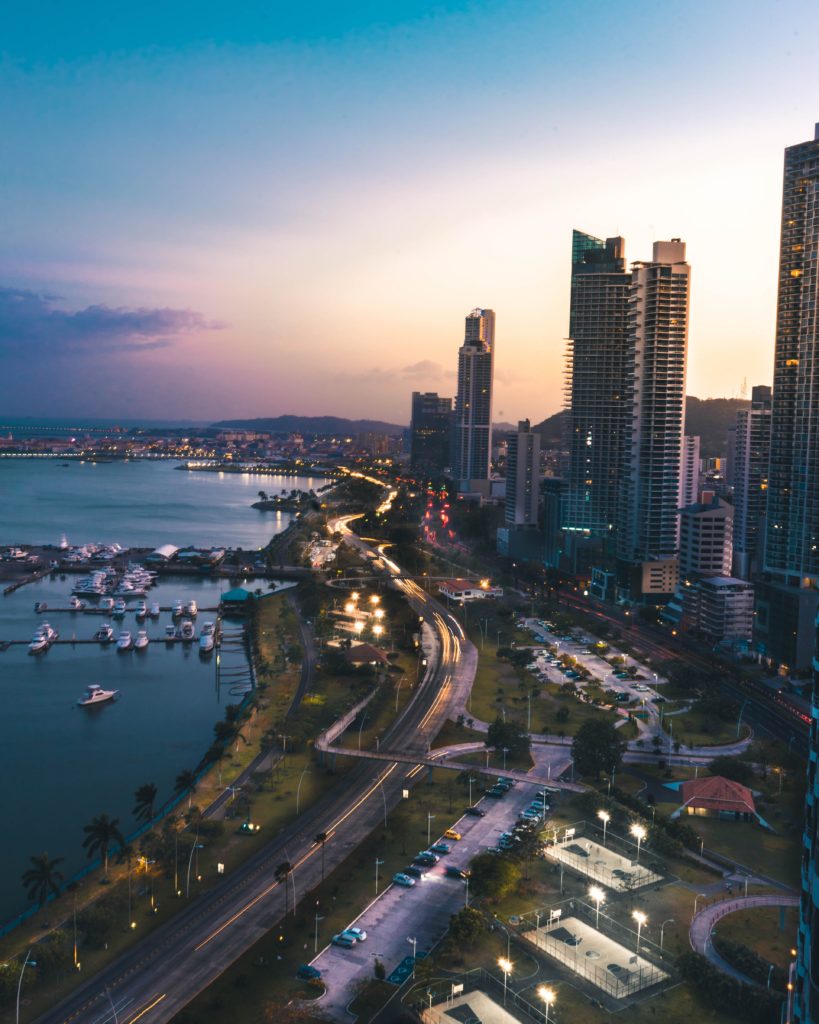 Evening shot of Panama City, Panama