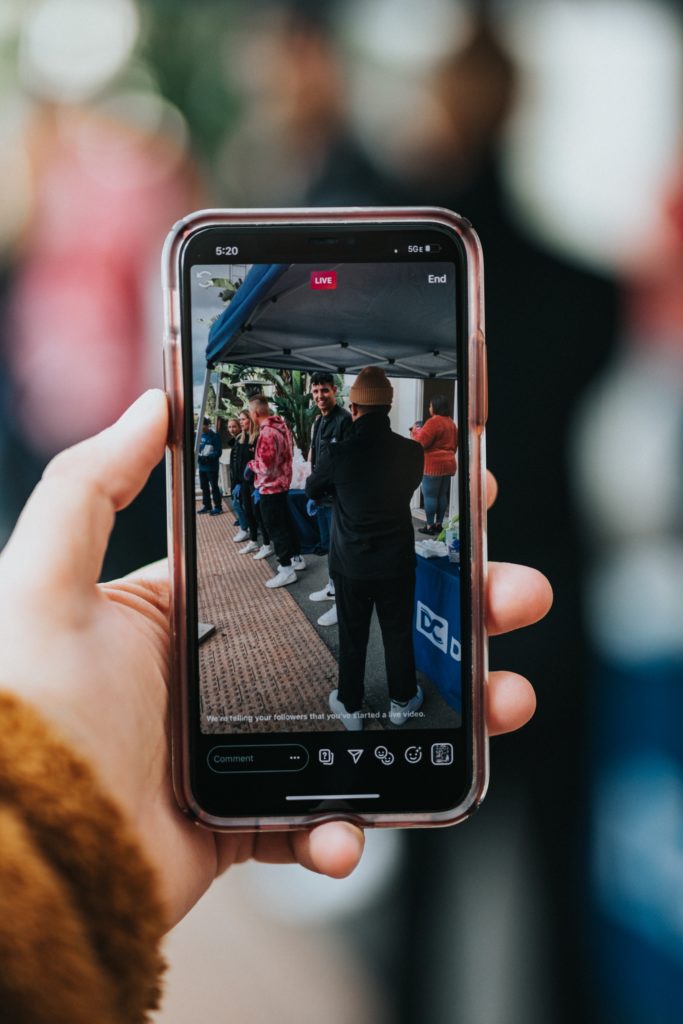 A phone viewing an Instagram live