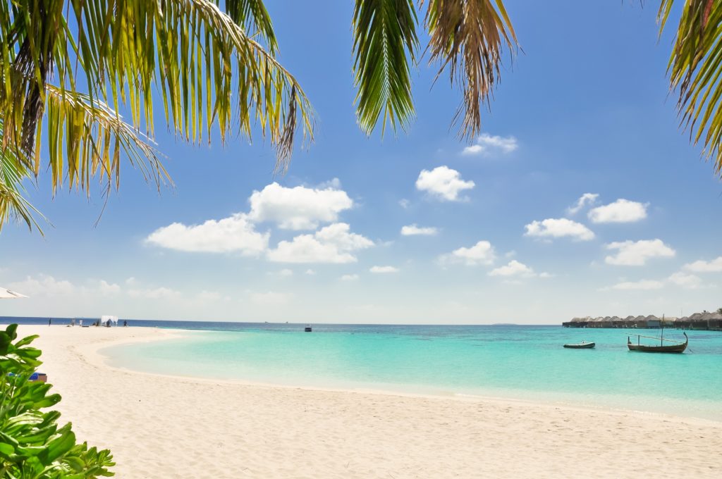 Maldives white sand beach 