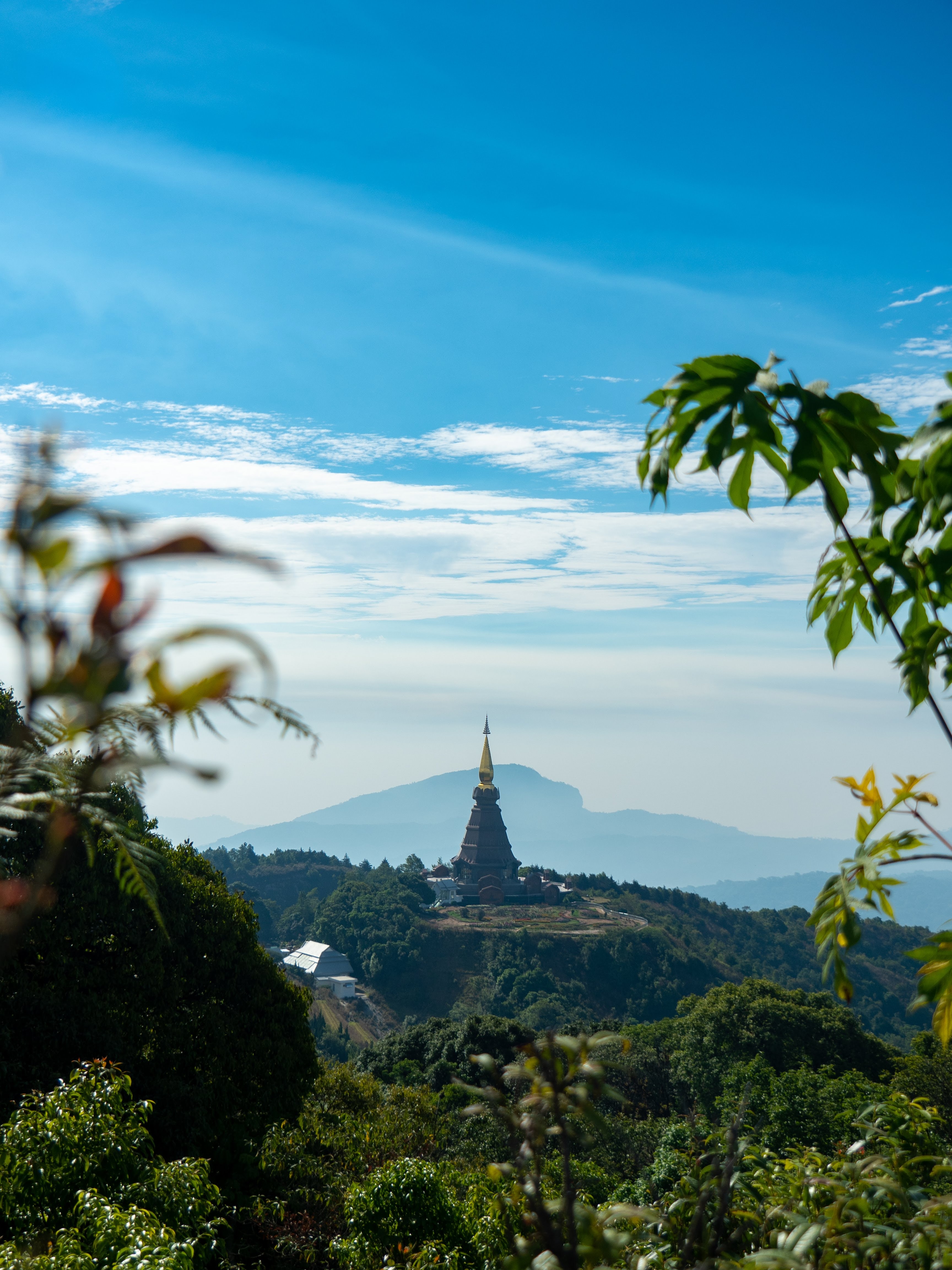 Hilltop view of a temple in Chiang Mai