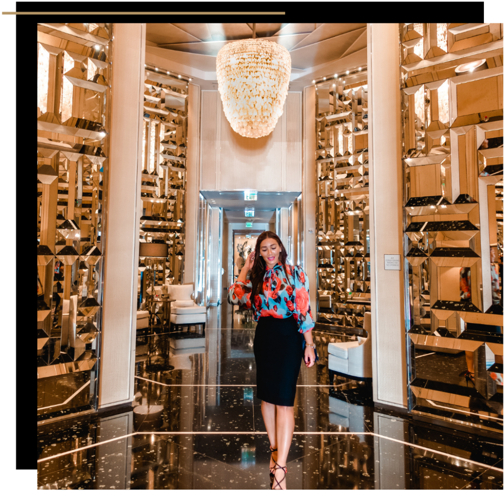 Isabella in the lobby of the St. Regis Bal Harbour