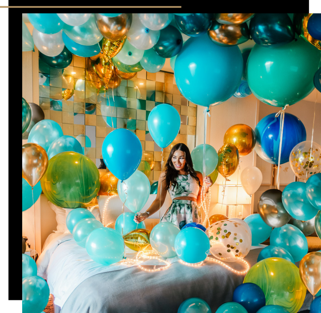 Isabella with balloons at the St. Regis Bal Harbour