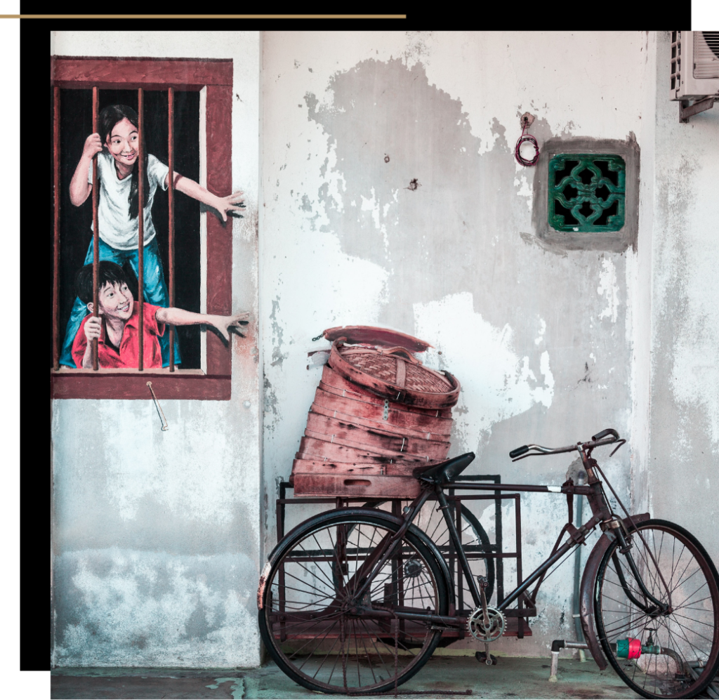 A bicycle and street art in Penang, Malaysia