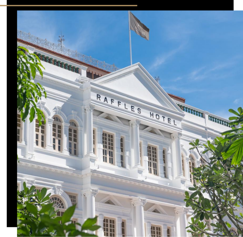 The front facade of Raffles Hotel, Singapore