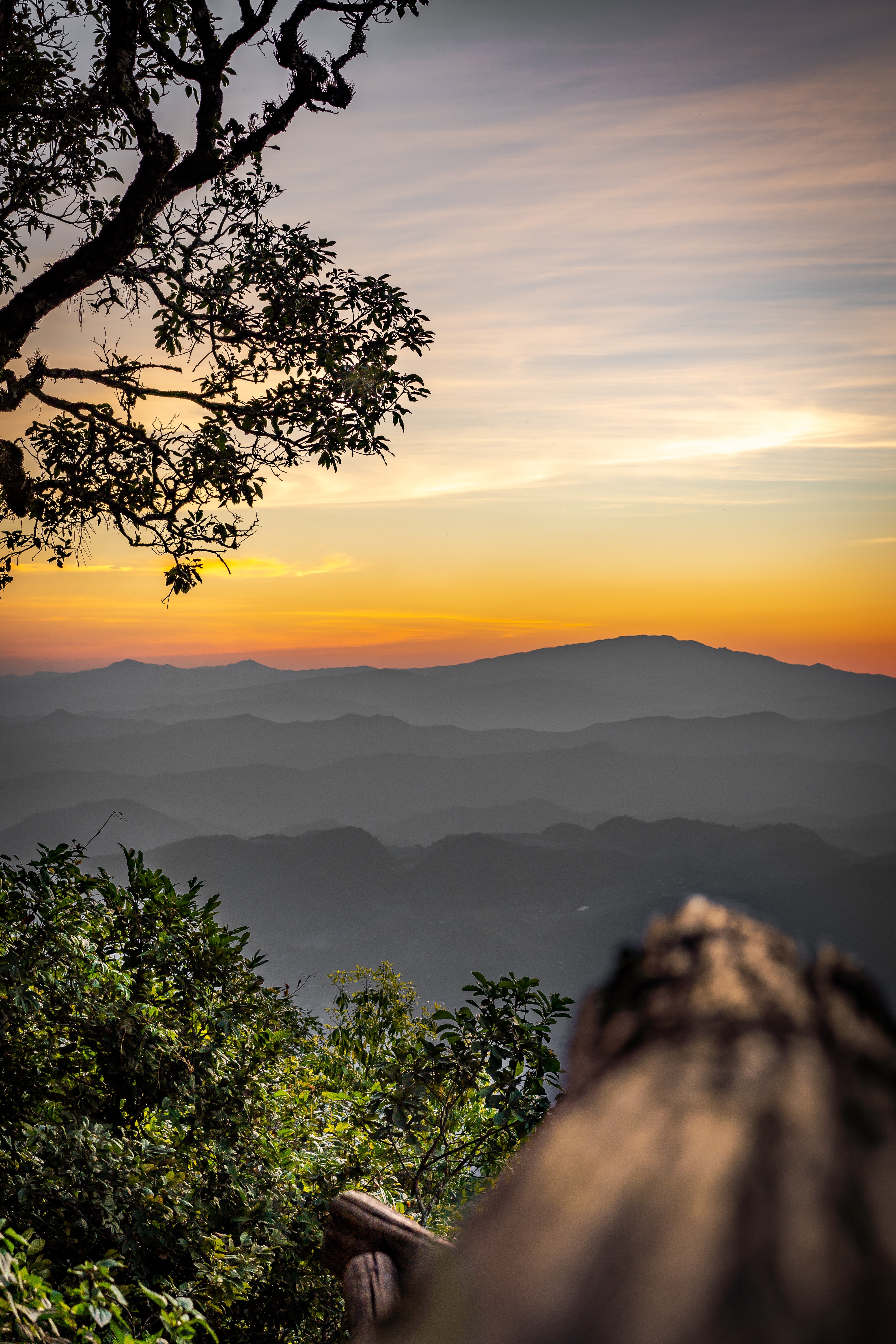 Sunset over hills of Chiang Mai