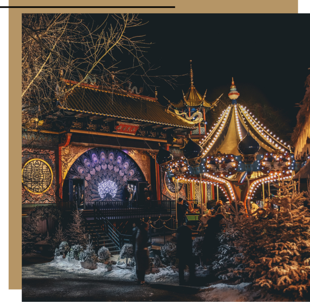 Tivoli Gardens in Copenhagen where one of the best Christmas markets in Europe is held 