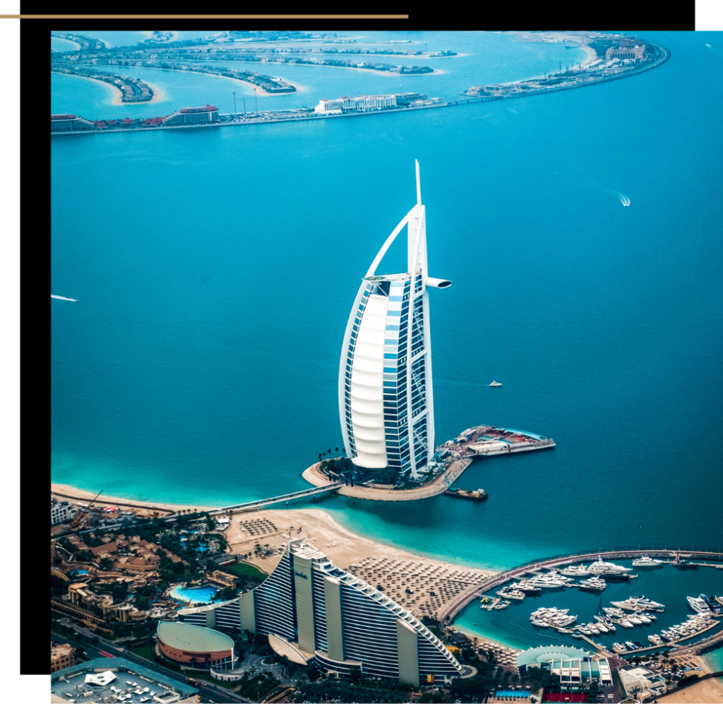 The Burj Al Arab, a luxury hotel in Dubai