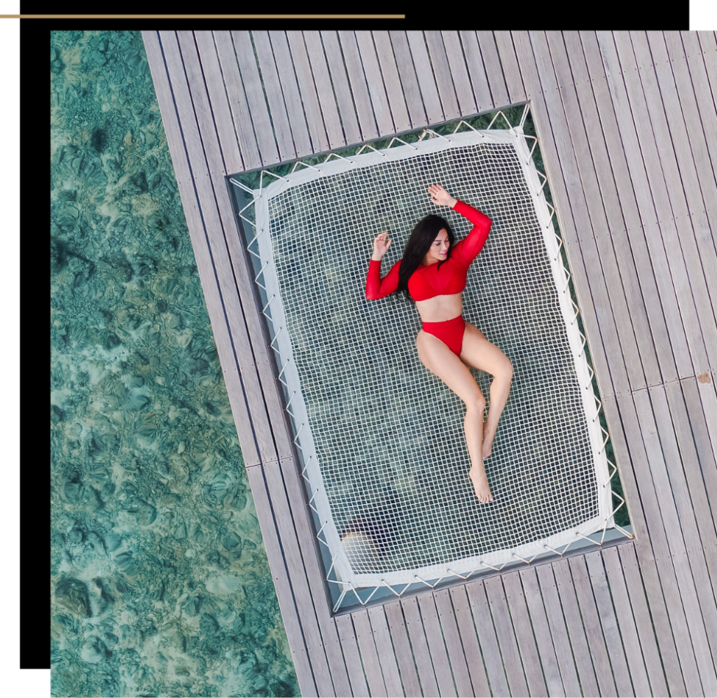 Isabella in a hammock at The Maldives