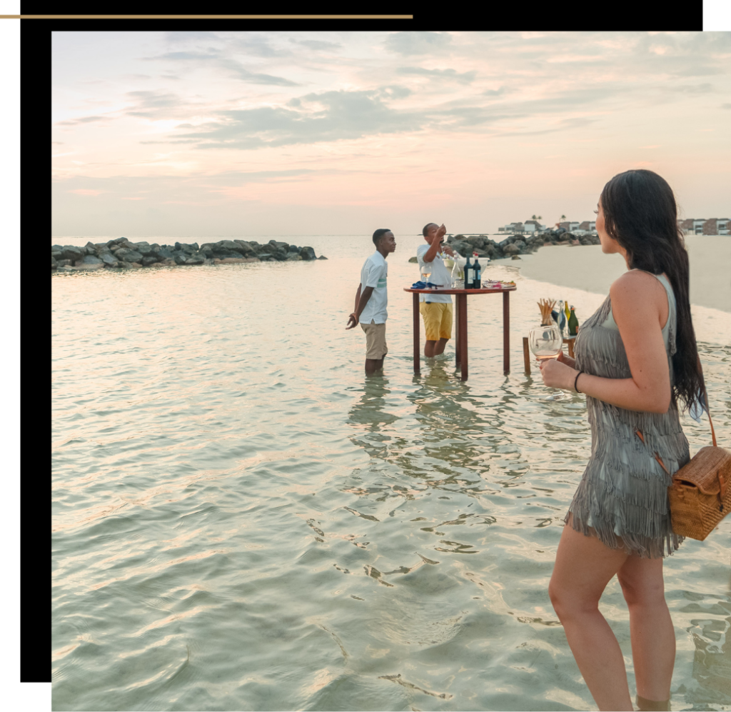 Isabella at a wine tasting in the ocean 