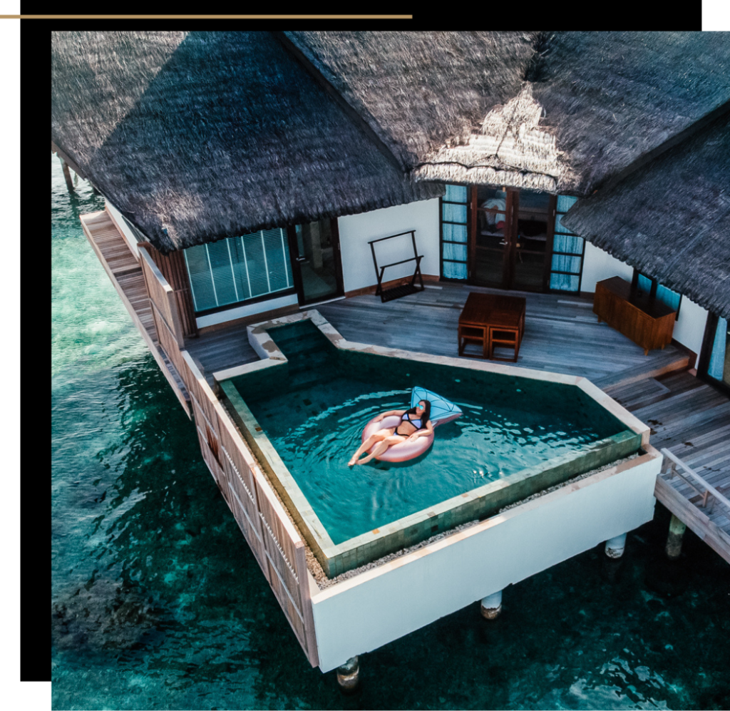 Isabella in a floating ring in a villa at Jumeirah Maldives