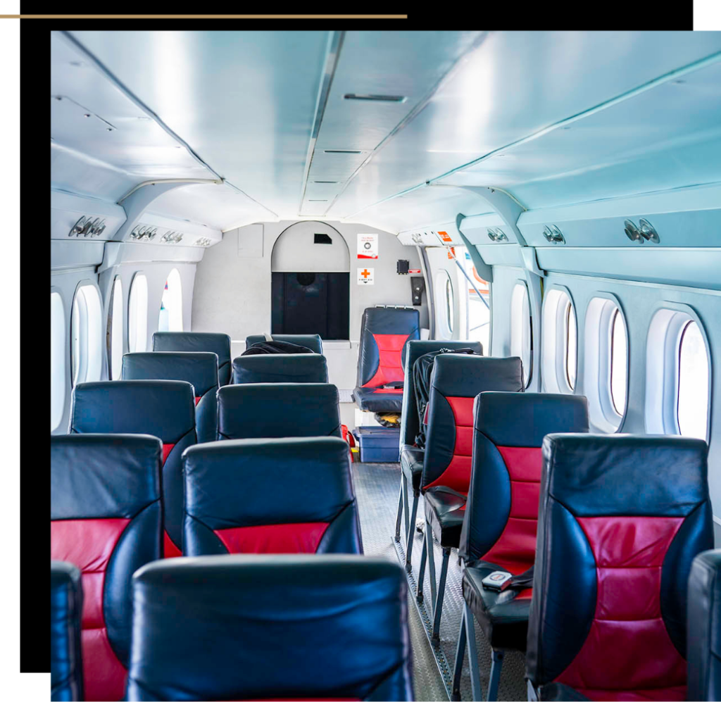 Interior of a seaplane for Trans Maldivian Airways